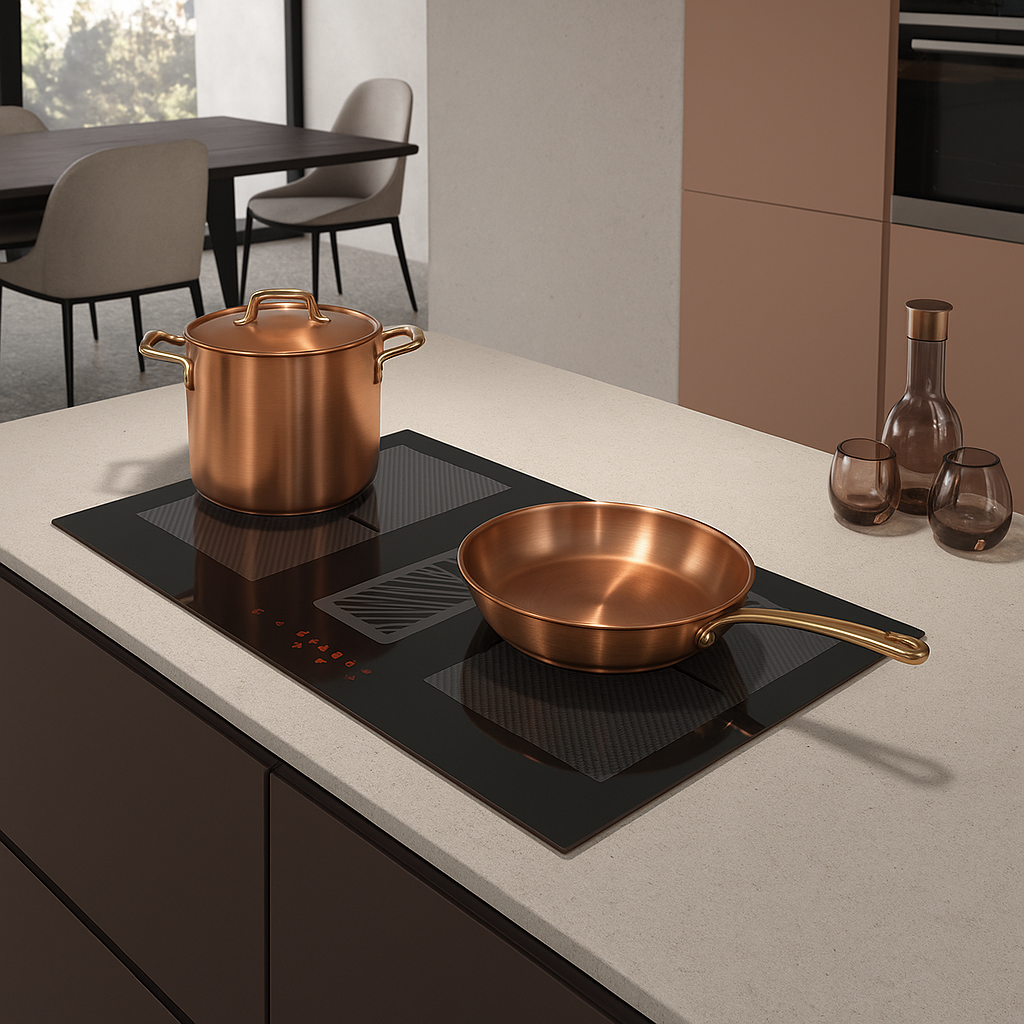 78cm wide induction hob with built in extractor